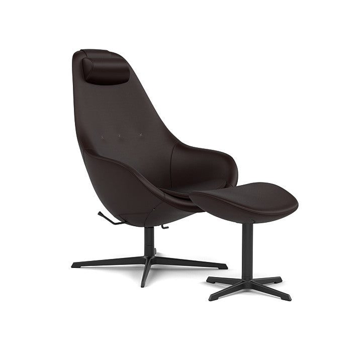 Kokon™ - Swivel armchair with 4-spoke base with armrests (Base - Matte Black / Upholstery Material - NOIR)