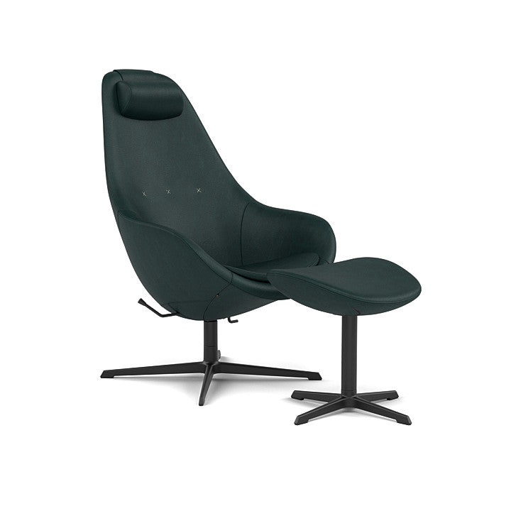 Kokon™ - Swivel armchair with 4-spoke base with armrests (Base - Matte Black / Upholstery Material - DUNES)