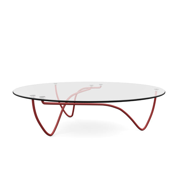 Rythme - Low Oval Tempered Glass Coffee Table by Ligne Roset #Lacquered Red