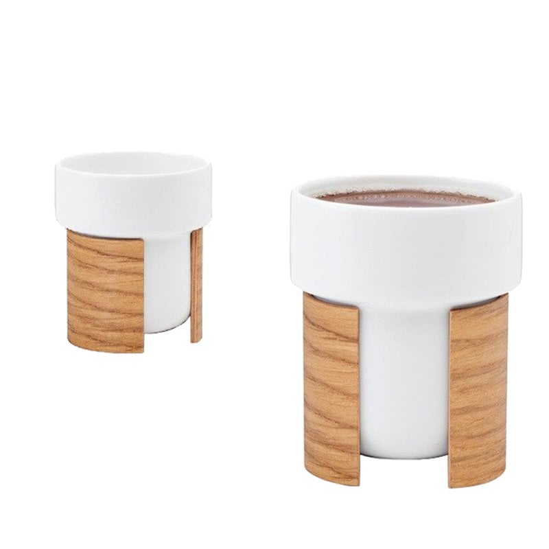 Warm cup 2,4 dl by Tonfisk Design #set of 2, white - oak #