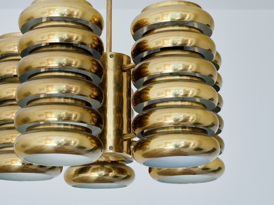 5-Arm Pendant Light in Brass by Kai Ruokonen for Lynx, Finland, Early 1970s-FMT-1394828