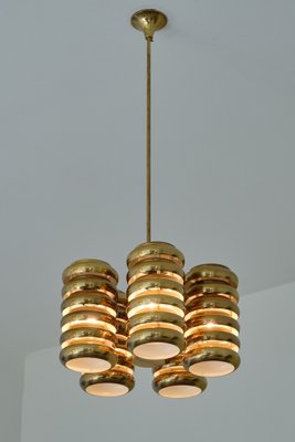 5-Arm Pendant Light in Brass by Kai Ruokonen for Lynx, Finland, Early 1970s-FMT-1394828