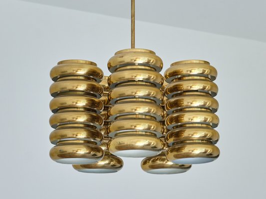 5-Arm Pendant Light in Brass by Kai Ruokonen for Lynx, Finland, Early 1970s-FMT-1394828