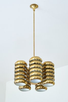 5-Arm Pendant Light in Brass by Kai Ruokonen for Lynx, Finland, Early 1970s-FMT-1394828