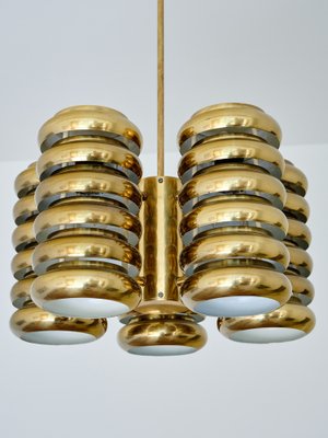 5-Arm Pendant Light in Brass by Kai Ruokonen for Lynx, Finland, Early 1970s-FMT-1394828