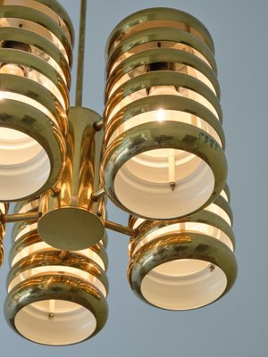 5-Arm Pendant Light in Brass by Kai Ruokonen for Lynx, Finland, Early 1970s-FMT-1394828