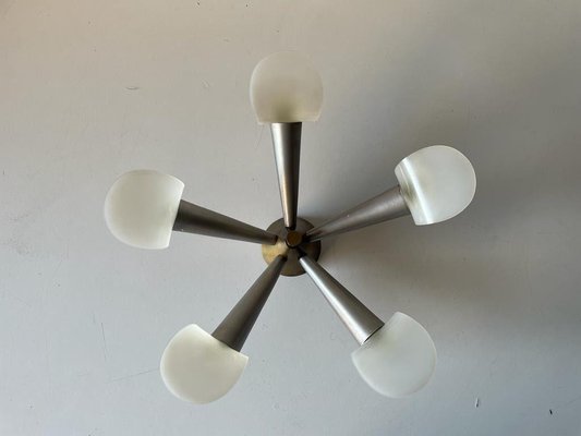 5-Armed Grey Metal & Acrylic Glass Sputnik Ceiling Light, Germany, 1970s-RDS-1366469