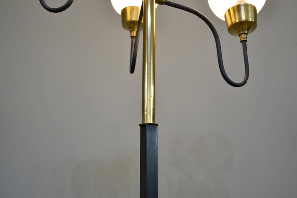 5-Light Marble and Glass Floor Lamp, Italy, 1950s-QZZ-1304179