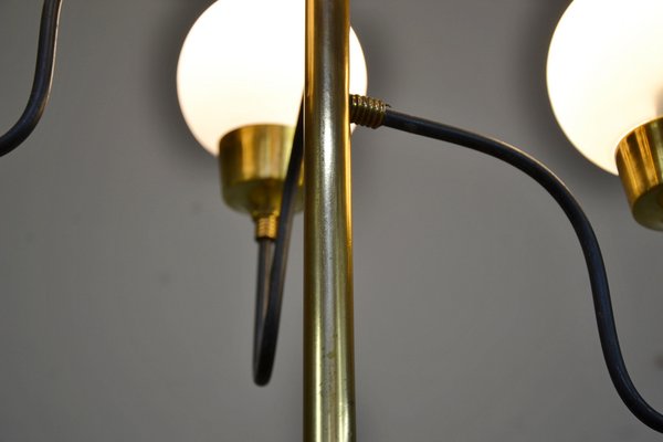 5-Light Marble and Glass Floor Lamp, Italy, 1950s-QZZ-1304179