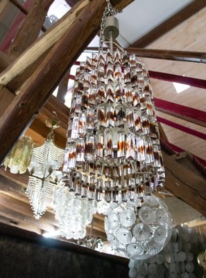 5-Tier Triedi Chandelier with Amber Murano Glass Prisms, 1960s-DEK-780400