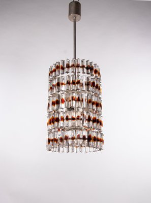 5-Tier Triedi Chandelier with Amber Murano Glass Prisms, 1960s-DEK-780400