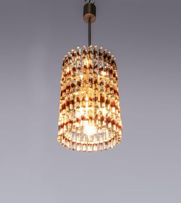 5-Tier Triedi Chandelier with Amber Murano Glass Prisms, 1960s-DEK-780400