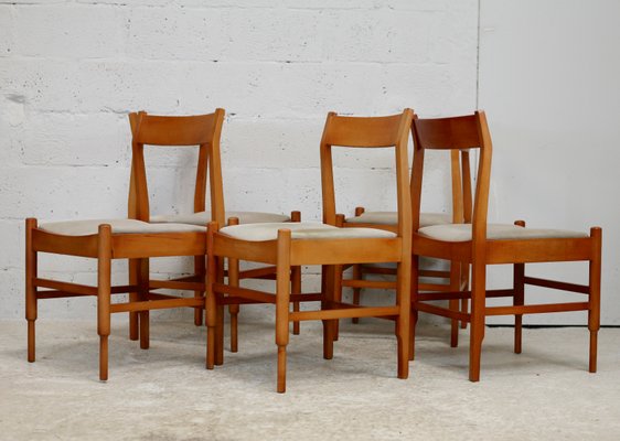 5 Wooden Chairs Flavored Base, Circa 1975., Set of 5-MAO-1251473