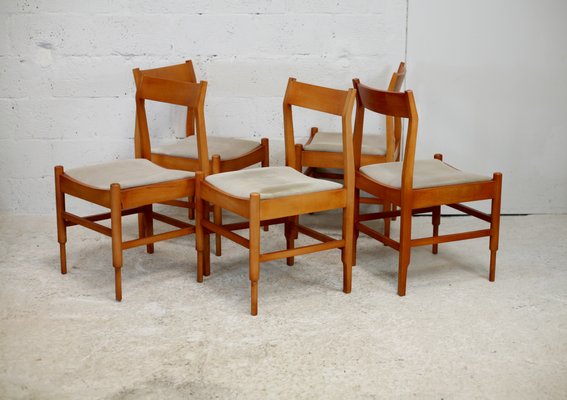 5 Wooden Chairs Flavored Base, Circa 1975., Set of 5-MAO-1251473