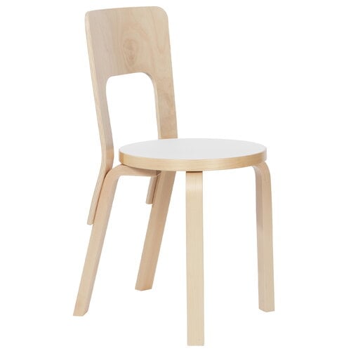 CHAIR 66 - Wooden Chair by Artek #IKI White HPL/Natural Lacquered