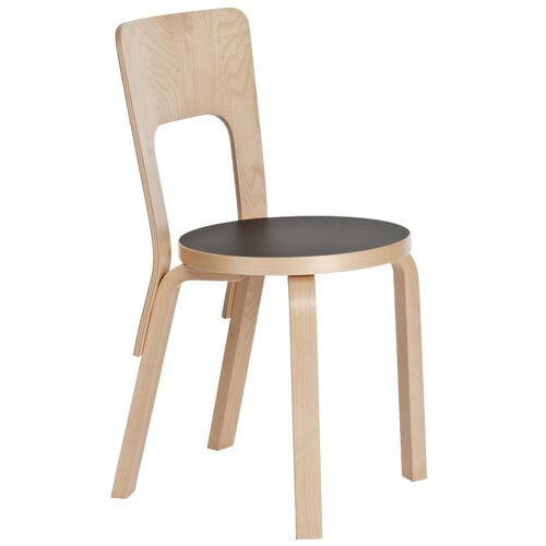 CHAIR 66 - Wooden Chair by Artek #Black Linoleum/Natural Lacquered