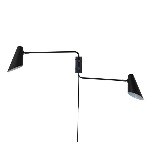 Cale Wall Lamp with 2 Arms by Dyberg Larsen #Black