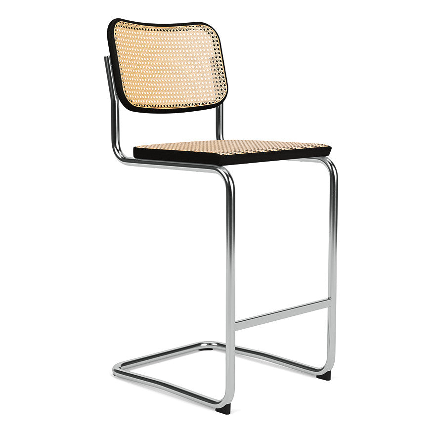 CESCA - Cantilever Vienna straw stool by Knoll #Bar#black varnished beech