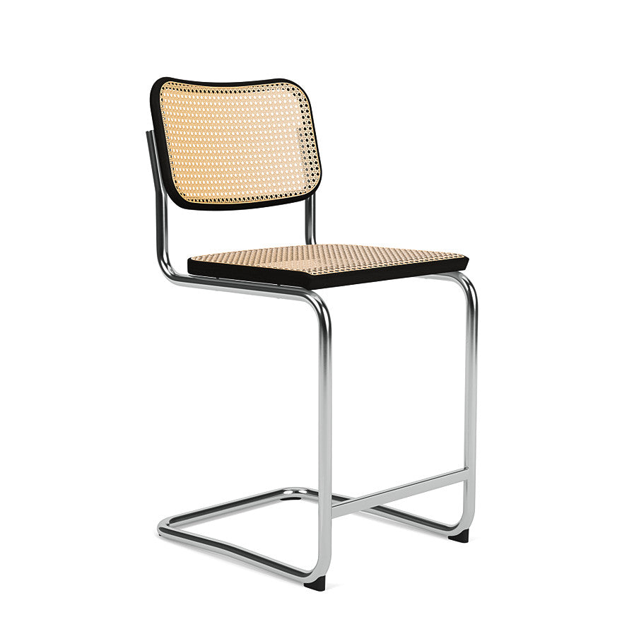 CESCA - Cantilever Vienna straw stool by Knoll #Counter#black varnished beech