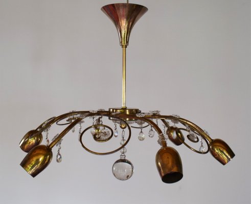 6-Arm Sputnik Swirl Chandelier Pendant from Lobmeyr, Vienna, 1950s-VA-748843