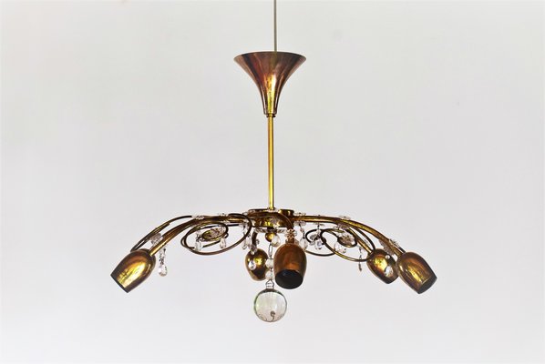 6-Arm Sputnik Swirl Chandelier Pendant from Lobmeyr, Vienna, 1950s-VA-748843