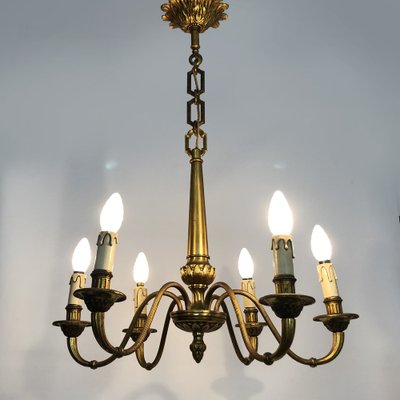 6-Light Bronze Chandelier, 1960s-MZP-1773244