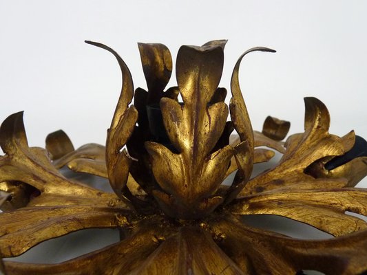 6-light Gilded Foliage Ceiling Lamp by Li Puma Firenze, Italy, 1960s-MZP-1780598