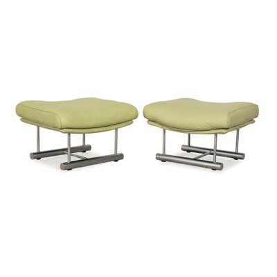 6500 Leather Stool Set in Green Yellow from Rolf Benz, Set of 2-RQW-2036329