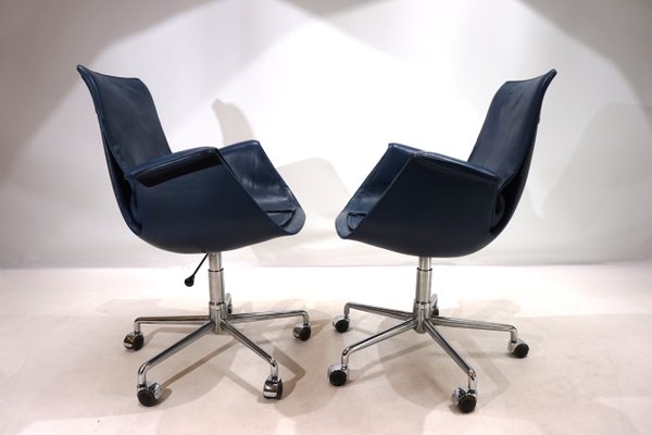 6727 Leather Office Chairs by Fabricius & Kastholm for Kill International, 1960s, Set of 2-HUW-2040354