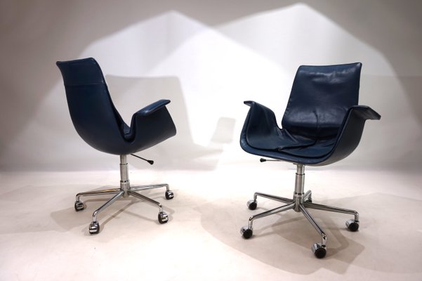 6727 Leather Office Chairs by Fabricius & Kastholm for Kill International, 1960s, Set of 2-HUW-2040354