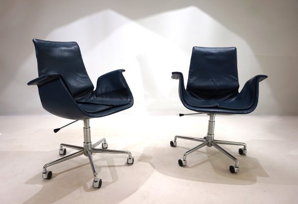 6727 Leather Office Chairs by Fabricius & Kastholm for Kill International, 1960s, Set of 2-HUW-2040354