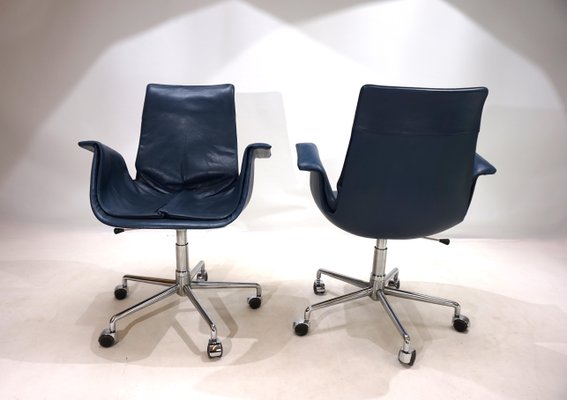 6727 Leather Office Chairs by Fabricius & Kastholm for Kill International, 1960s, Set of 2-HUW-2040354