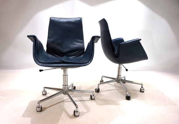 6727 Leather Office Chairs by Fabricius & Kastholm for Kill International, 1960s, Set of 2-HUW-2040354