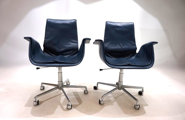 6727 Leather Office Chairs by Fabricius & Kastholm for Kill International, 1960s, Set of 2-HUW-2040354