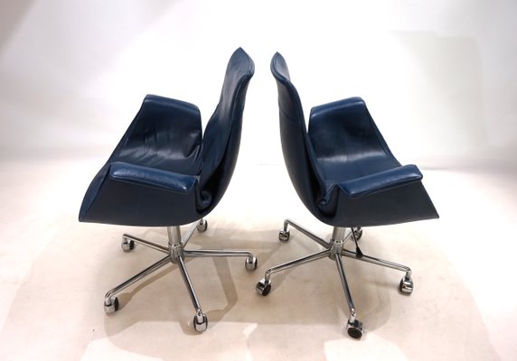 6727 Leather Office Chairs by Fabricius & Kastholm for Kill International, 1960s, Set of 2-HUW-2040354