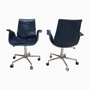 6727 Leather Office Chairs by Fabricius & Kastholm for Kill International, 1960s, Set of 2-HUW-2040354