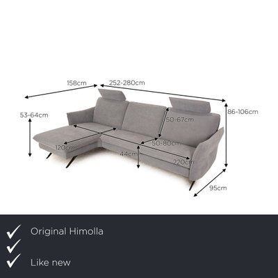 6902 Corner Sofa in Blue Gray Fabric from Himolla-RQW-1748328