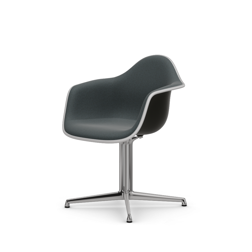 EAMES Plastic Armchair Dal (with Full Upholstery) (COLOUR OF SEAT SHELL -Deep Black) (Request Info)