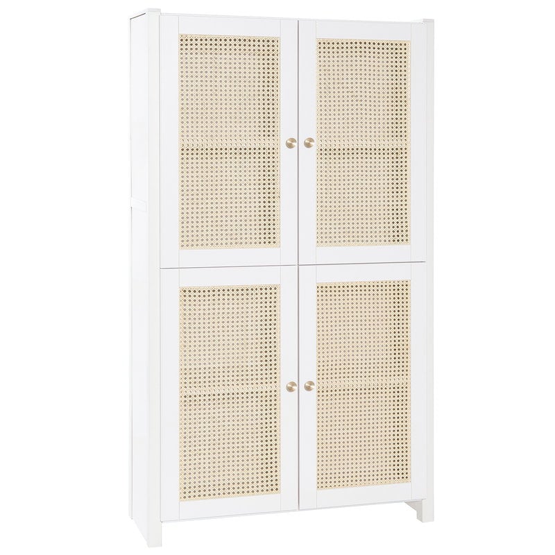 Classic cabinet w/ rattan doors by Lundia #84 x 149 cm, white lacquered #