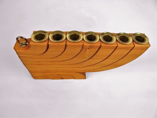 7-Armed Wooden Menora Candleholder by Jonas Grundell, 1980s-FPY-1819573