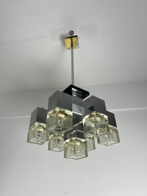 7-Light Chandelier Cubic Model attributed to Gaetano Sciolari, 1970s-YST-2021220