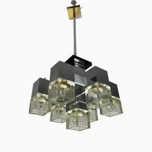 7-Light Chandelier Cubic Model attributed to Gaetano Sciolari, 1970s-YST-2021220