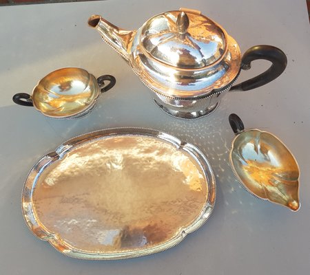 800 Silver Tea Service with Tray, Set of 4-QDP-980530