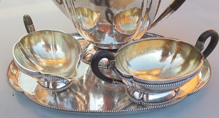 800 Silver Tea Service with Tray, Set of 4-QDP-980530