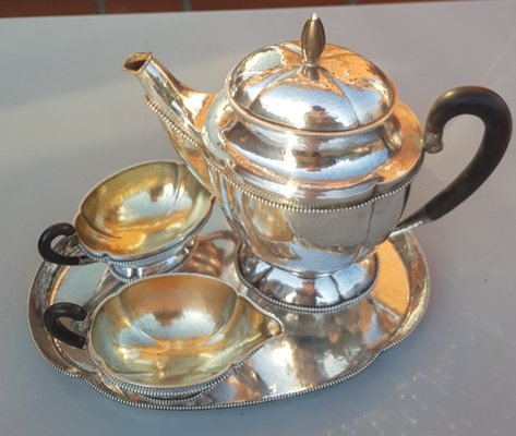 800 Silver Tea Service with Tray, Set of 4-QDP-980530