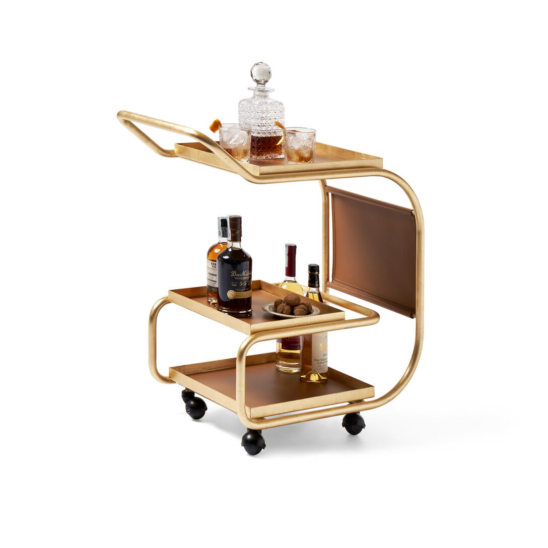 Zenzero - Steel And Regenerated Leather Food Trolley by Opinion Ciatti #Gold Leaf