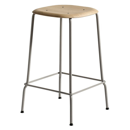 Soft Edge 80 bar stool 65 cm by HAY #soft grey - lacquered oak #