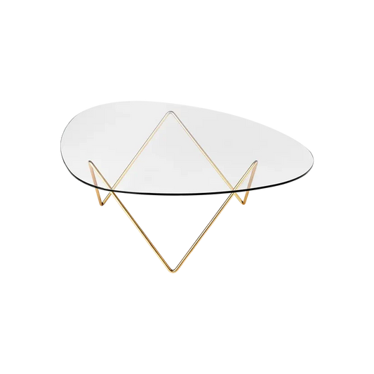 Pedrera Coffee Table by Gubi #Brass Semi Matt / Transparent Glass