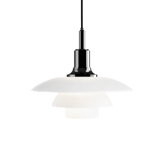 PH 3½-3 Glass Pendant Lamp by Louis Poulsen #Blk tex / Black metallised