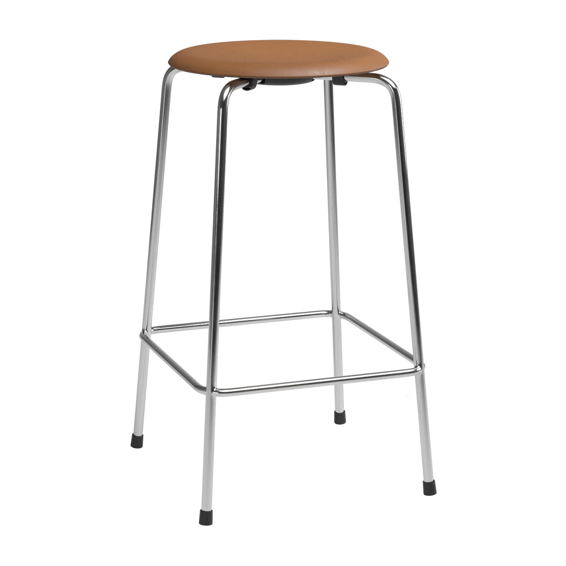 High Dot™ - M3170 Counter Stool w. 4 legs by Fritz Hansen #M3170 Counter Stool w. 4 legs / Wild leather / Wild walnut / Steel / Chrome